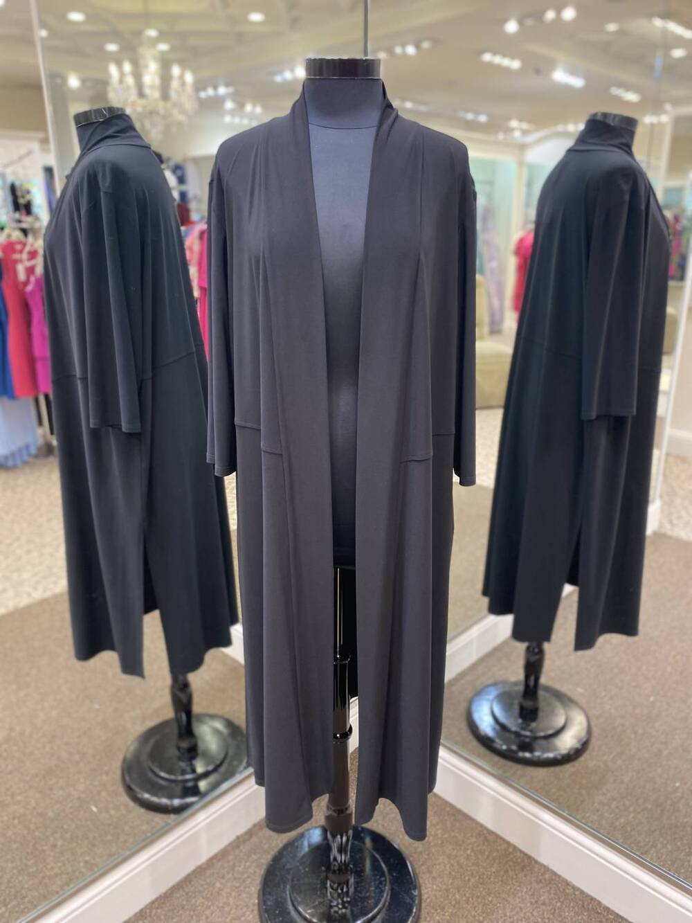 NEW JOSEPH RIBKOFF women's three quarter length sleeve duster cardigan in black